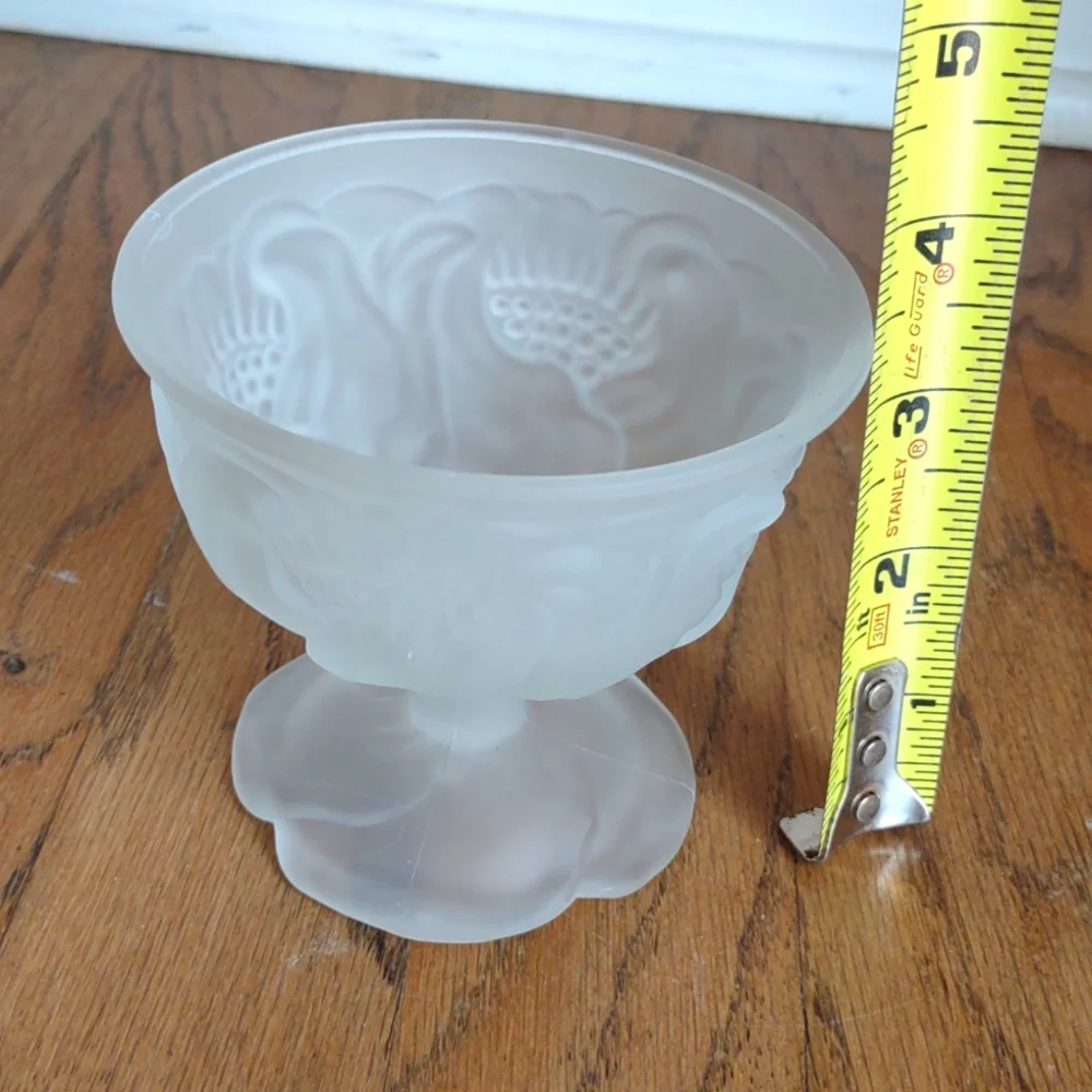 Avon Frosted Flower Pedestal Sherbet Glass Dish Cup